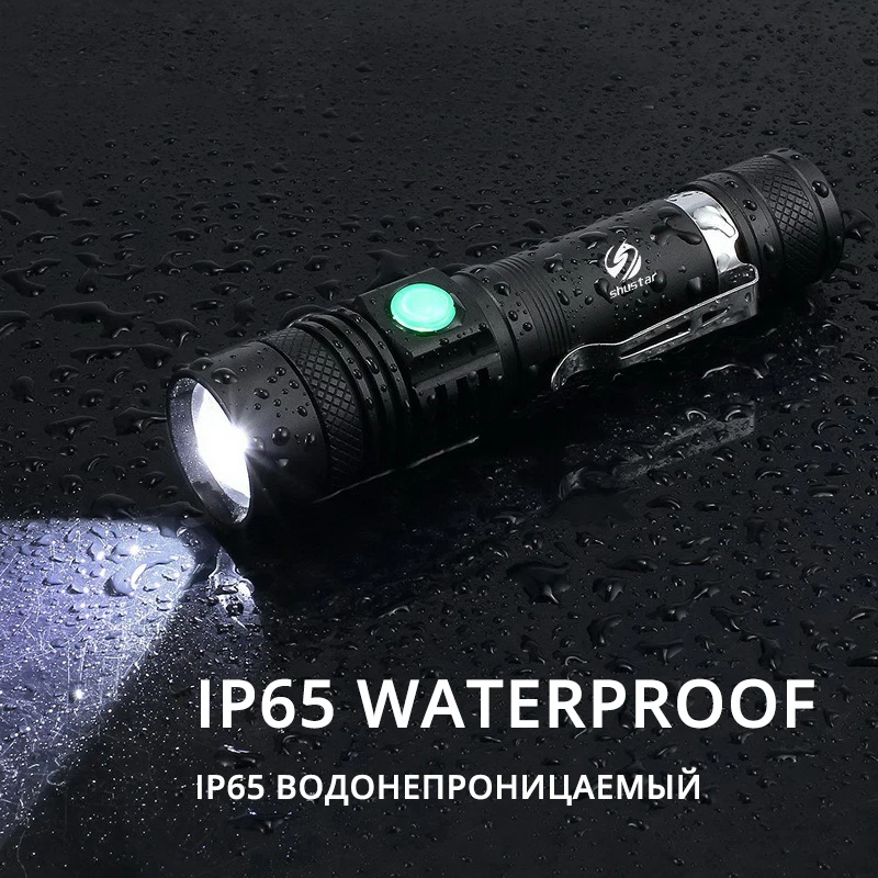 Uitra nepopsaný LED baterka s XP-L V6 LED lampa korále vodotěsný pochodeň zoomovatelný 4 osvětlení režimech multifunkční USB nabíjení