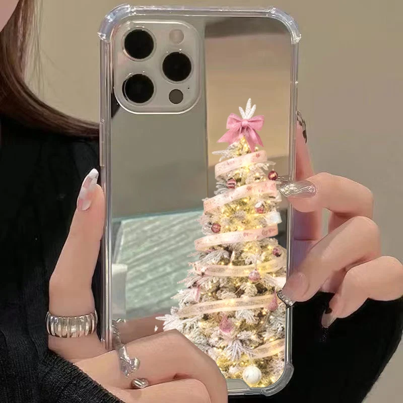 Festive Christmas Tree Pattern Mirror Acrylic Phone Case Cover