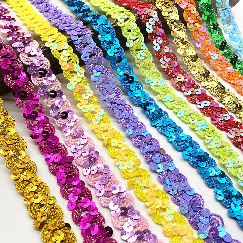 Lace Ribbon Lace Garment Accessories Lace Sewing Supplies Lace Accessories Lace Sewing Accessories Clothing Accessories 2 yards 20mm Curve Wavy Sequins Lace Trim for Stage Performance Party Cosplay Wedding Clothes DIY