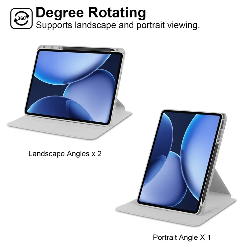 Enhanced Tablet Case with Pen Holder and 360° Rotating Acrylic Cover