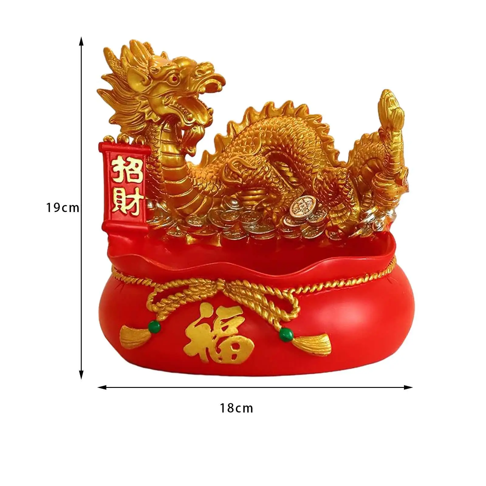 Dragon Fortune Bag Statue Bowl Money Bag Sculpture for Restaurant Office