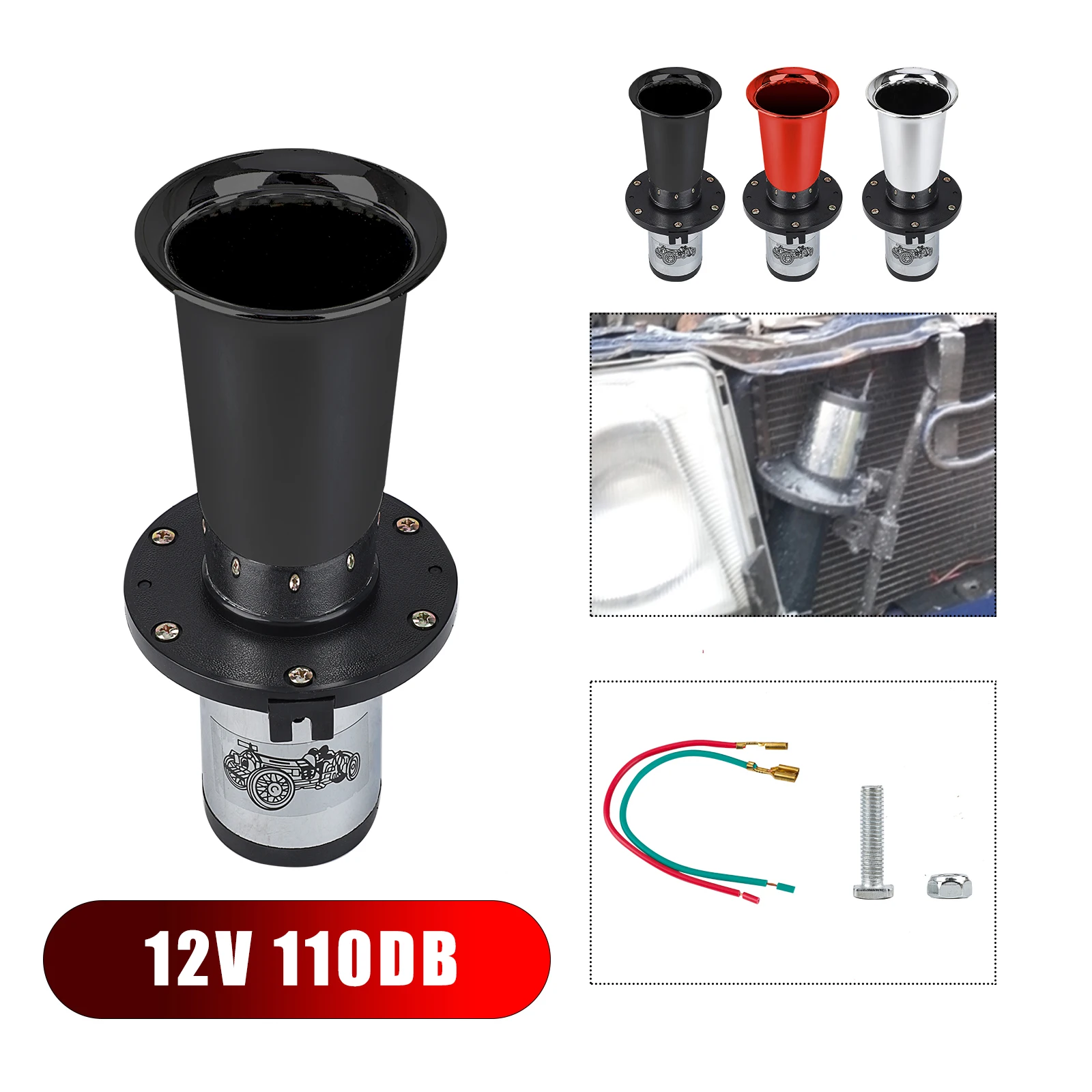 Car Air Horn Chrome OOGA 12V 110DB For Ford Model T Style