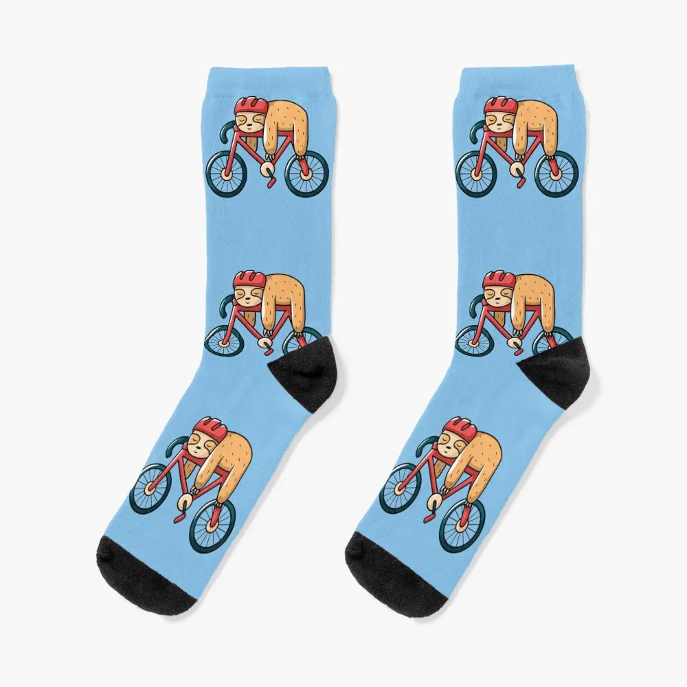 sleeping sloth with bicycle Socks Christmas with print designer Men's Socks Luxury Women's