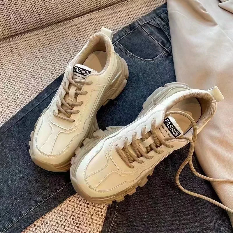 

Туфли женские для папы, новинка 2023, нишевой дизайн, Универсальная Спортивная повседневная обувь на толстой подошве с круглым носком