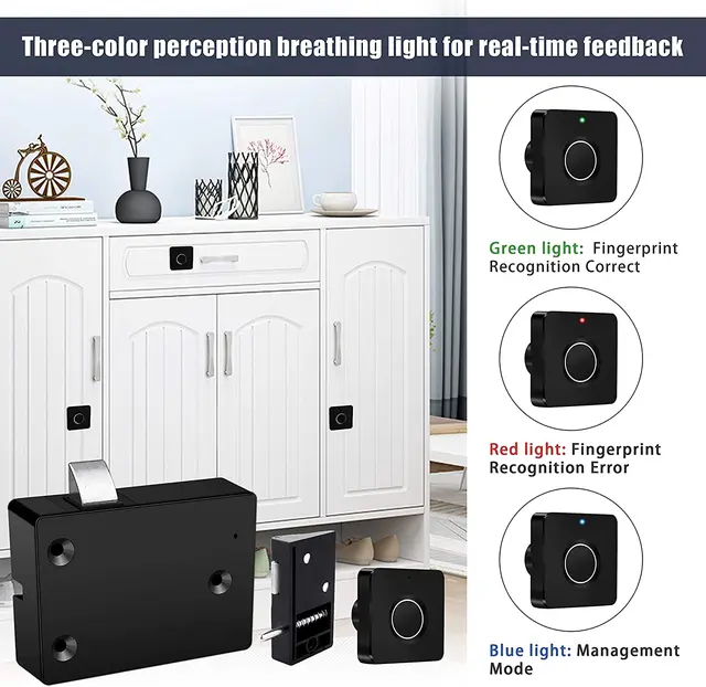 Smart Home Biometric Fingerprint Lock Hidden Drawer Electronic Lock Privacy File Storage Keyless Residential Security Protection 6