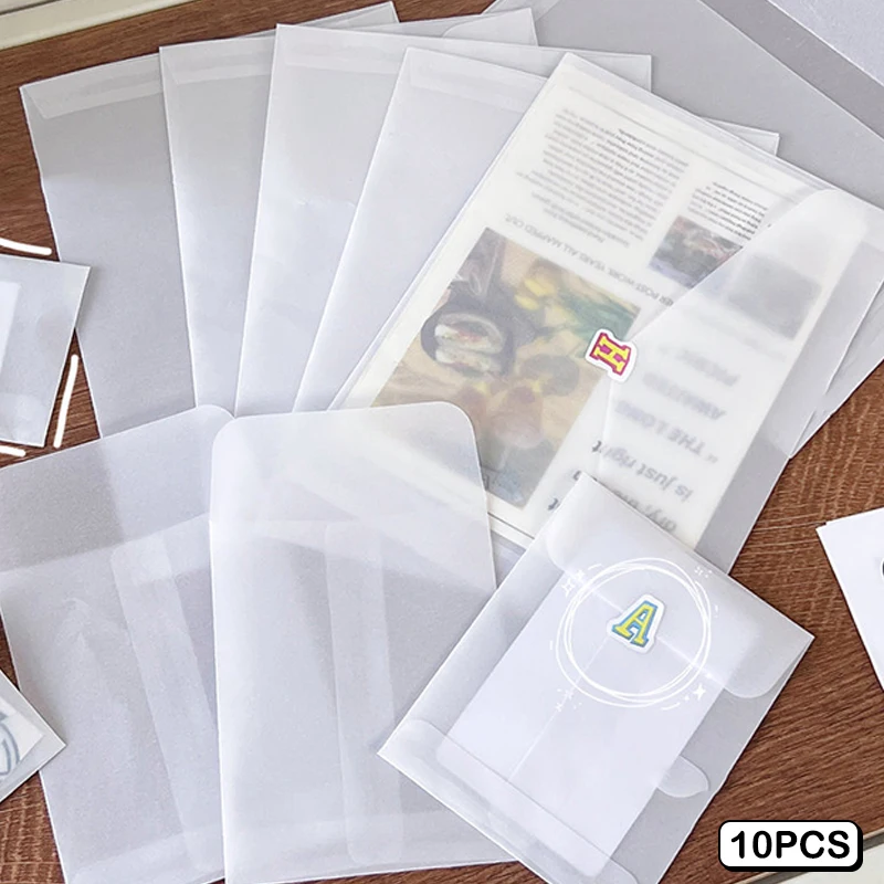 

10Pcs Semi-transparent Sulfuric Acid Paper Envelopes For DIY Postcard Card Storage Bag Wedding Invitation Gift Packing Bag
