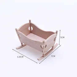 Miniature Wooden Dollhouse Cradle - Nursery Decor Doll Accessory - 1pcs (Wood)