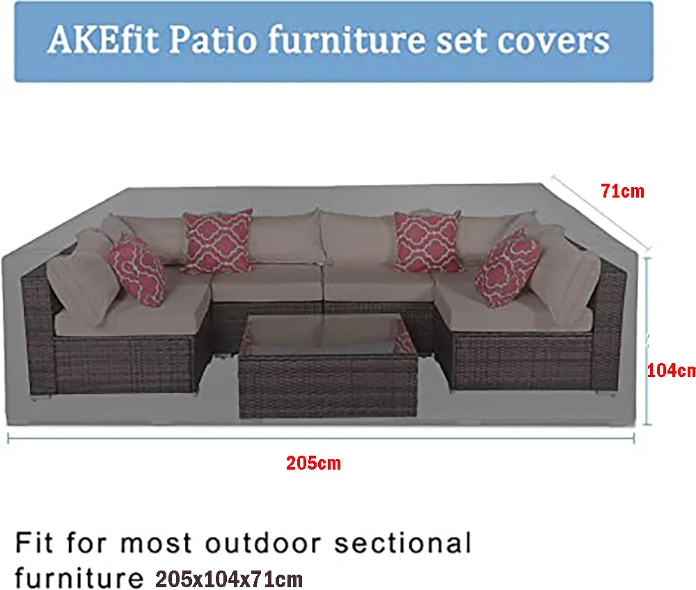 옥스포드 천 야외 가구 커버, 안뜰 정원 비 기어 먼지 커버, 58 가지 크기