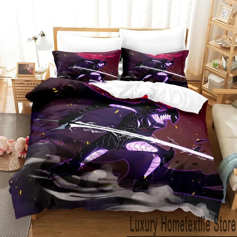 3D Print Anime Solo Leveling Bedding Set Duvet Cover Bed Set Quilt Cover Pillowcase Comforter king Queen Size Boys Adult Bedding 6