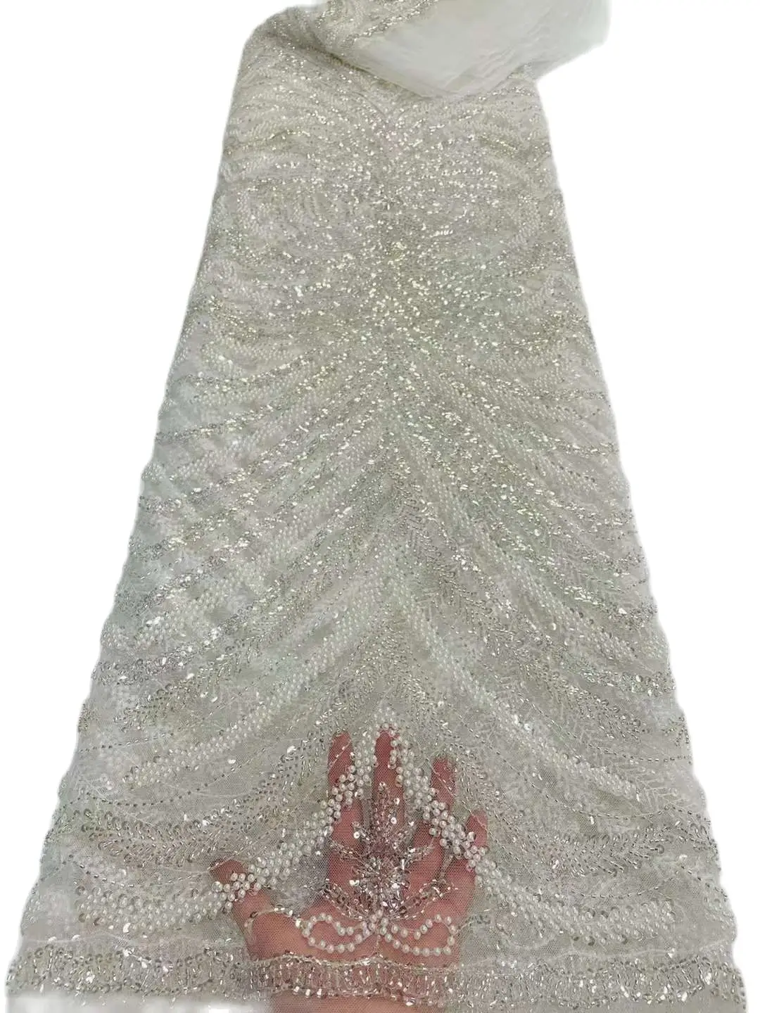 

Красивая африканская кружевная ткань с блестками и цветами 20JRB-92712, французский тюль, сетчатый материал с вышивкой для модных показов или вечерних платьев