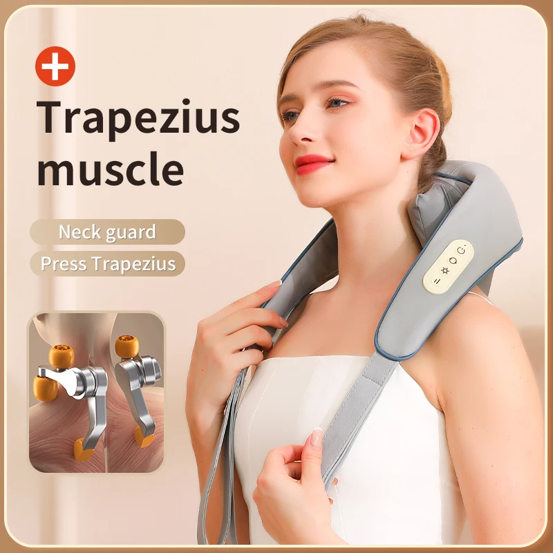 

Neck Massager For Pain Relief Deep Tissue Trapezius Shoulder Massage Tissue 4D Electric Kneading Heat Neck Muscle Massage Appara