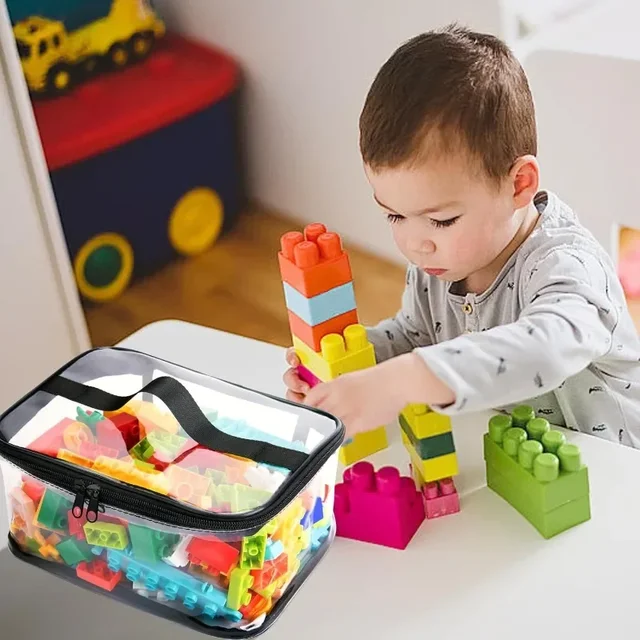 12802-bca1f7.jpg Transparent Large Toy Organizer Bag for Kids Puzzle Building Block Storage Bag with Handle PVC Waterproof Travel Cosmetic Pouch