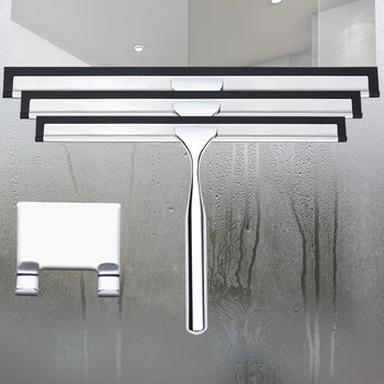 Silicone Scrape Table Squeegee with Hook Stainless Steel Shower Squeegee Windshield Glass Door Window Bathroom Washing Tool 1