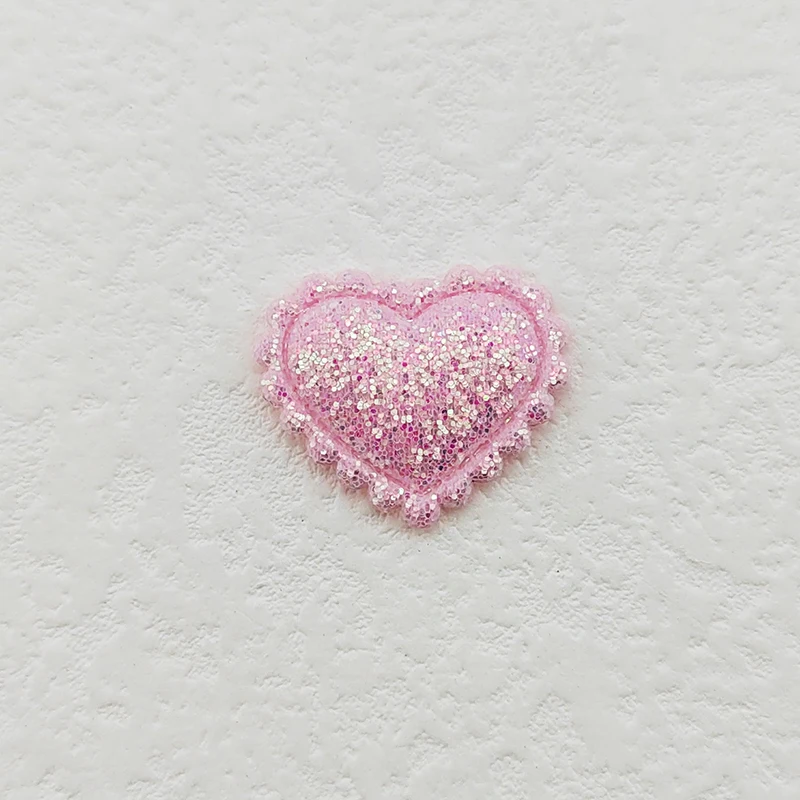 100 Stück 2,5x2,1CM Mini Glänzende Herzförmige Gepolsterte Applikationen für Kleidung, Hüte, Näh-Patches, DIY Kopfbedeckungen, Haarspangen, Schleifen-Deko-Accessoires – Detail 13