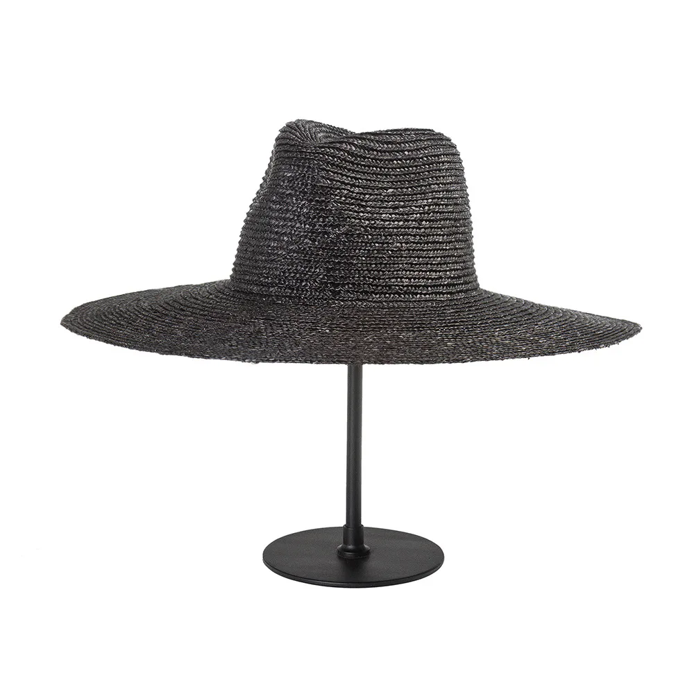 Vendita calda Vendita calda Cappelli estivi fatti a mano in grano naturale Panana con tesa larga in paglia per donne Cappello da sole da spiaggia per signore Kentucky Derby Race Fedoras_voghion.com