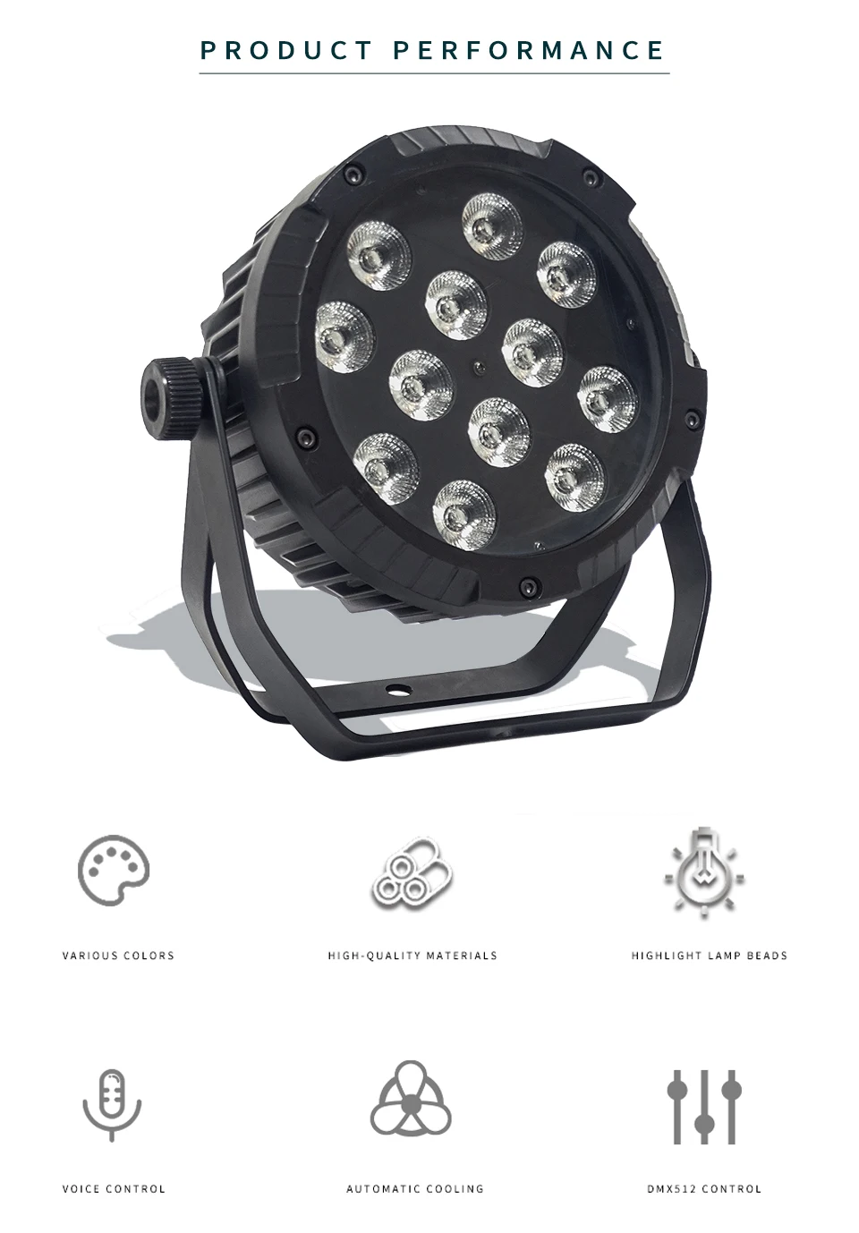 Description Picture 4 of item4Pcs/Lots 12x12W RGBW/12x18W RGBWA + UV 6 in 1 LED Par Light Aluminum Waterproof Stage Light DMX Control DJ Disco Equipment