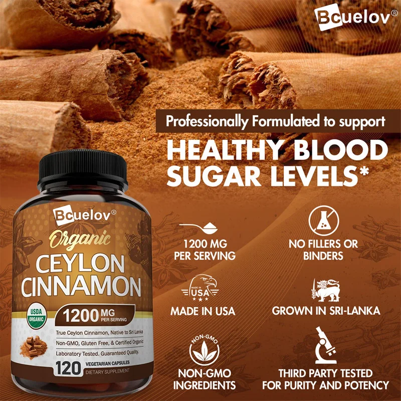 Natural Ceylon Cinnamon Capsules Aids in Joints, Bones, Anti