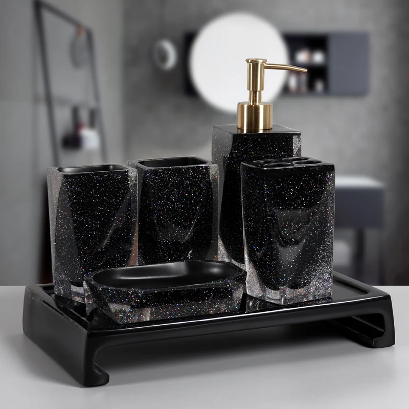 Nordic bathroom five-piece set, toilet set, simple bathroom supplies kit, brushing cup, mouthwash cup