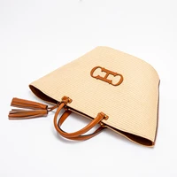 Sac à main CHCH pour femme, nouvelle collection été 2026, sac fourre-tout grande capacité abricot, sac de voyage et de plage double usage avec bandoulière 1