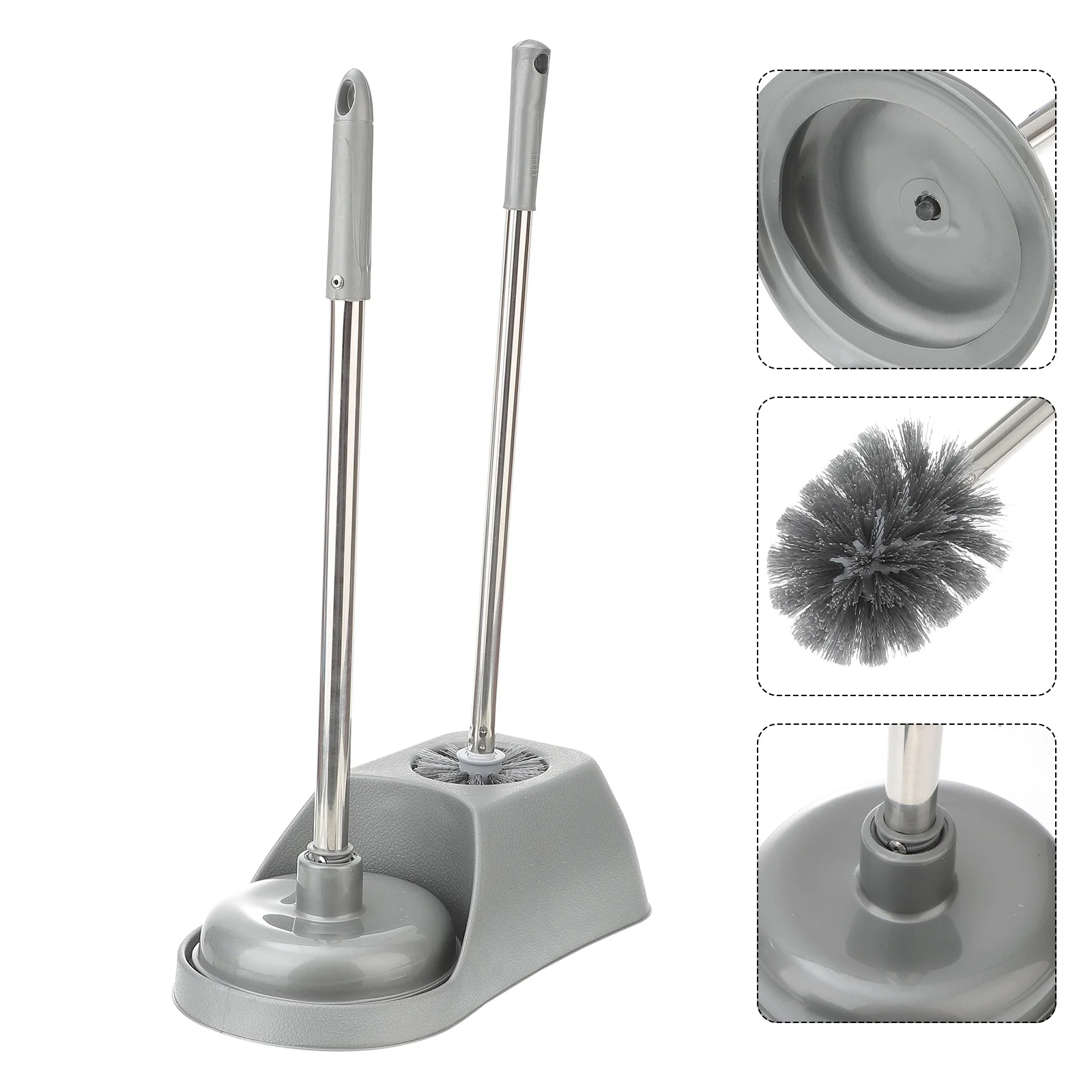 

Toilet Brush Bathroom Decor Accessories Long Handle Powerful Plunger Plastic Cleaning with Holder