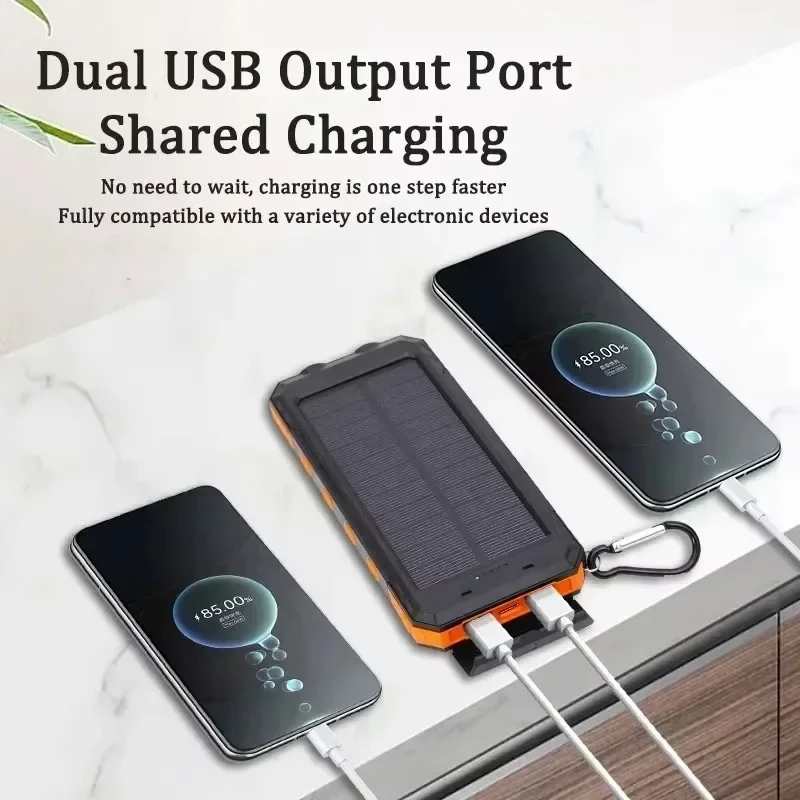 20000mAh Large Capacity Solar Power Bank Portable Charger Compatible with IOS Android USB-A and USB-C Fast Charging Powerbank 4