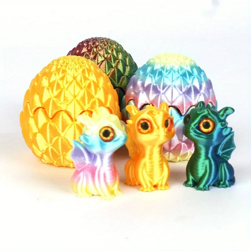 3D Printed Multi-Color Dinosaur Egg Set with Flip Lid Creative Desktop Decoration Gift Idea