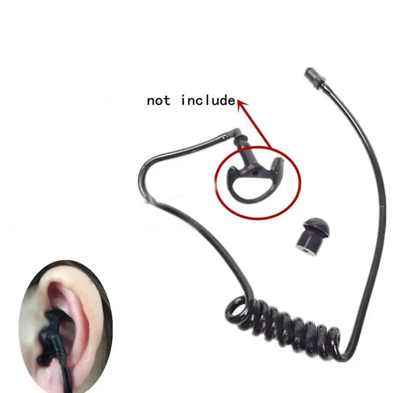 1PCS Black Replacement FBI Acoustic Coil Air Tube for Motorola Baofeng Kenwood Radio Walkie Talkie PTT Mic Earpieces Headset lot 5pcs replacement fbi acoustic coil air tube for motorola baofeng kenwood radio walkie talkie ptt mic earpieces headset