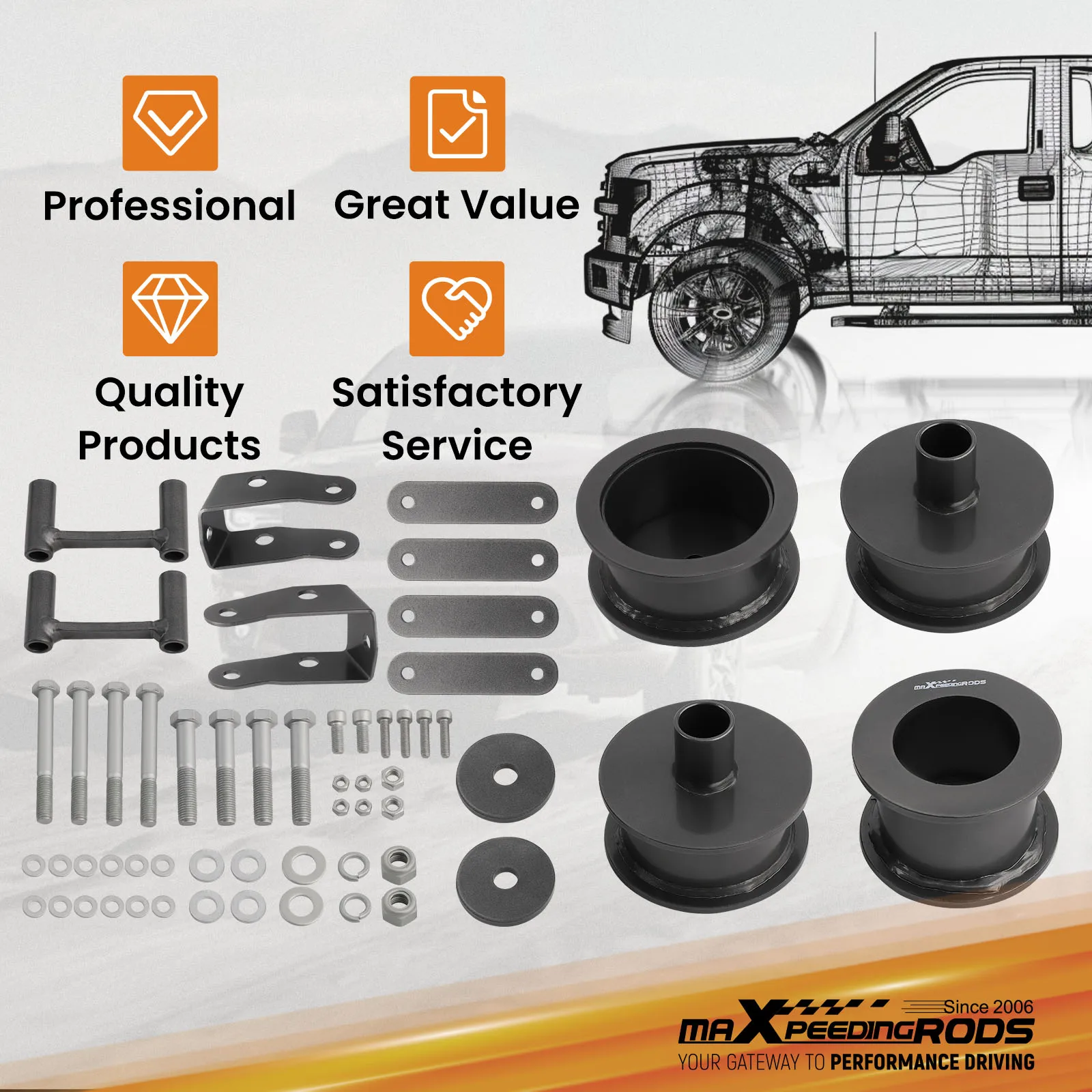 thumbnail image 2 of Front Spring Spacers 1 Inch Lift Wrangler Gladiator 1" Front Spring Spacer Leveling Kit For Jeep Wrangler & Gladiator 2007-2024 Models Jeep Suspension Spacer 2 of 13