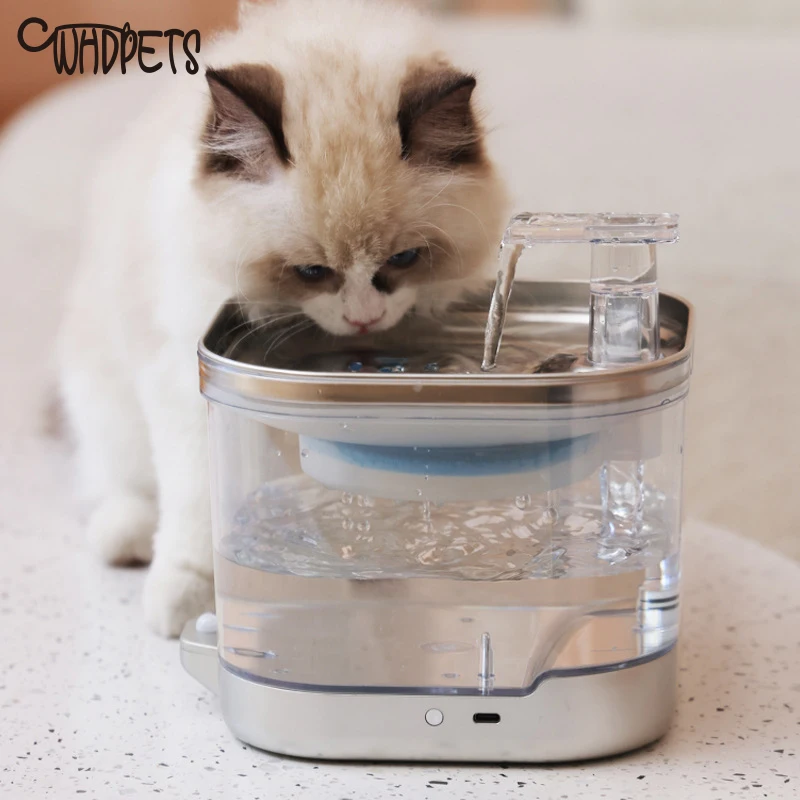 Wireless Cat Water Fountain 5000mAh Battery Rechargeable Smart ...