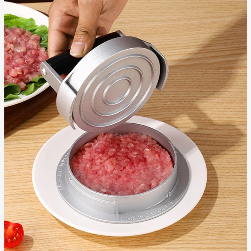 Round Shape Hamburger Press Aluminum Alloy Hamburger Meat Beef Grill Burger Press Kitchen Food Mold