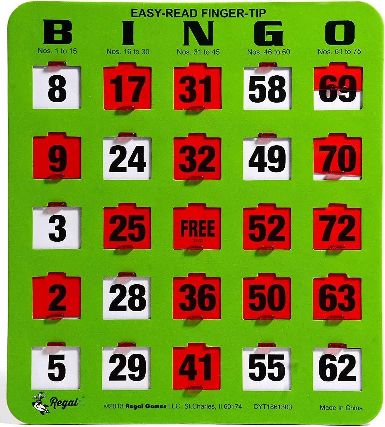 Bingo Shutter Slide Bingo Cards Only 8&rdquo; x 9&rdquo;-5-Ply Green Cardstock Easy to Read No Duplicates Red Sliding Windows
