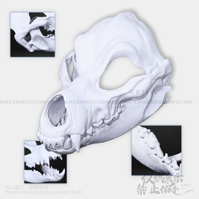 3D Print Head Fursuit Animal Furry Cosplay Dog Skull Kigurumi Props Polylactic Acid Mask Halloween Christmas Party Customized