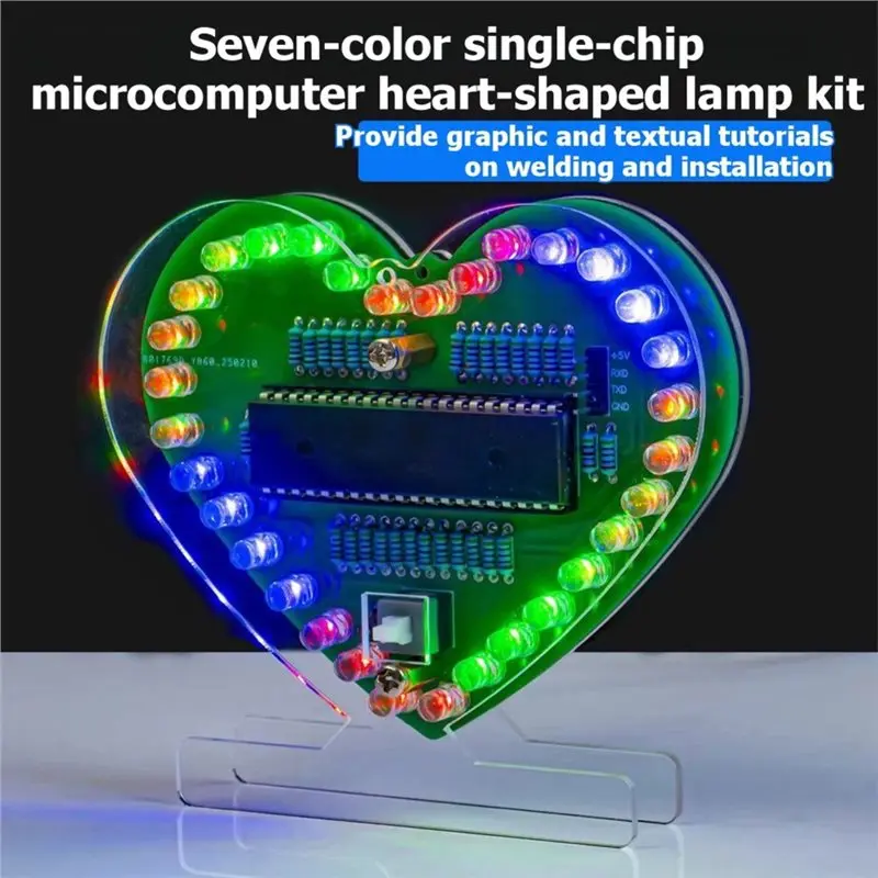 A34R PCB 납땜 연습 키트 DIY 키트 전자 다기능 하트 모양 LED 디지털 튜브 디스플레이 시계