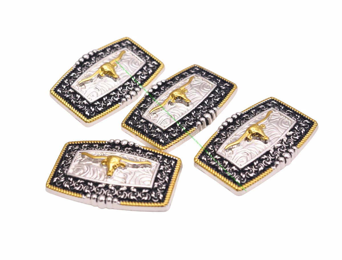 Conchos Belts 5-Piece Western Texas Star Concho Set - 29mm Silver & Gold Plated Saddles Rope Design For Belts, Hats & Jackets Cross Concho - Foto 3