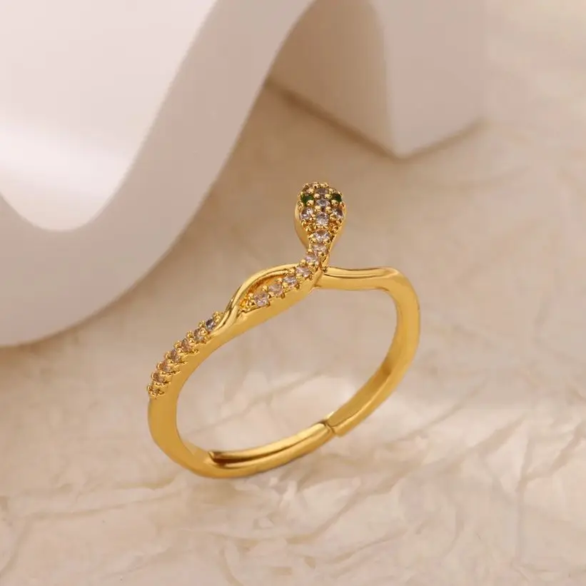Stainless Steel Zircon Snake Ring For Women