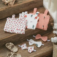 ma&baby 0-18M Newborn Baby Girls Romper Toddler Infant Jumpsuit Ruffles Sleeveless Cherry Print Overalls Summer Clothing 4