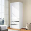 Modern 75" White Bedroom Armoire Wardrobe Closet with 3 Drawers and Shelves - Stylish Storage Solution 1