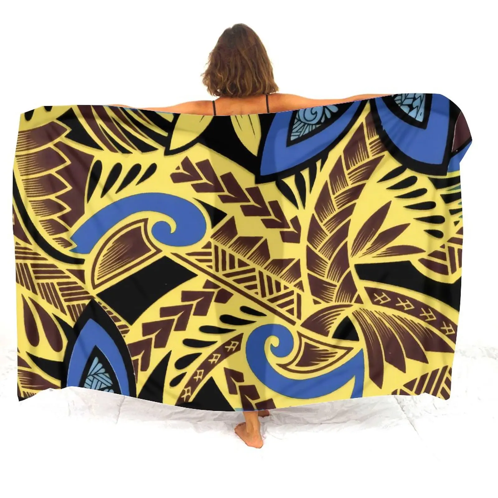 Sarong Da Donna Personalizzato Polinesiano Art Print Hawaiian Resort Seaside Bikini Pantproof Sciarpa Sarong Portatile Grande Scialle Sarong