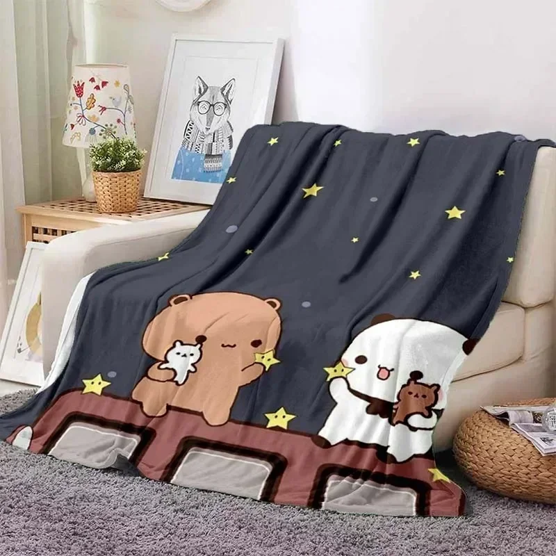 Cute Bubu and Dudu Series Blanket Cartoon Print Kids Warm Flannel Soft Comfortable Home Travel Blanket Bed Blanket Birthday Gift 3