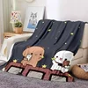 Cute Bubu and Dudu Series Blanket Cartoon Print Kids Warm Flannel Soft Comfortable Home Travel Blanket Bed Blanket Birthday Gift 3