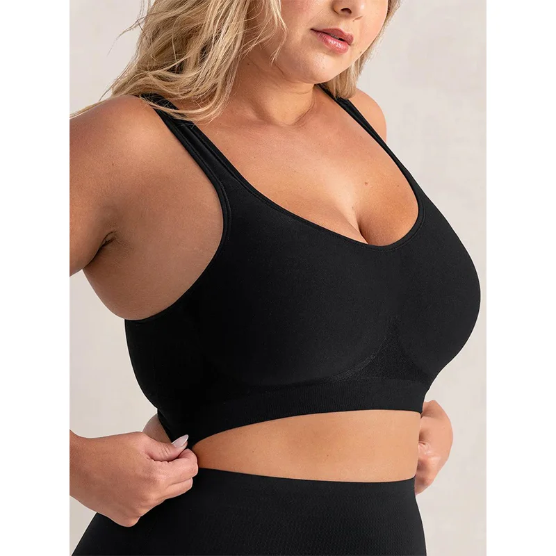 Women Daily Comfort Wireless Shaper Bra Sexy Bright Silk Decoration Lingerie Female Removable Pad Underwear S-4XL C06 1