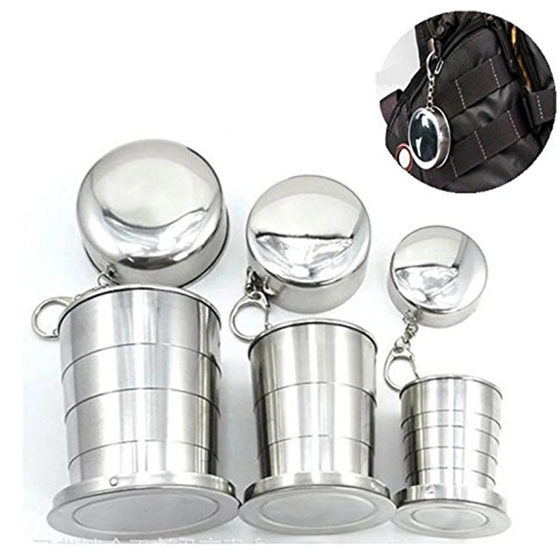 Food Grade Stainless Steel Telescopic Cup Travel Portable Outdoor Folding Cup Portable Extendable Water Metal Wine Glass stainless steel cup