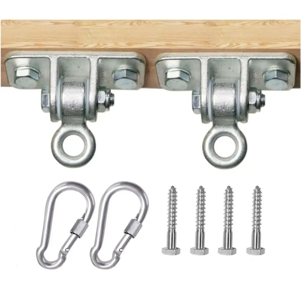 

Silver Swing Hangers Hardware 2400lb Capacity Heavy Duty Hanging Snap Hooks Cast Steel Swing Suspension Playground Porch