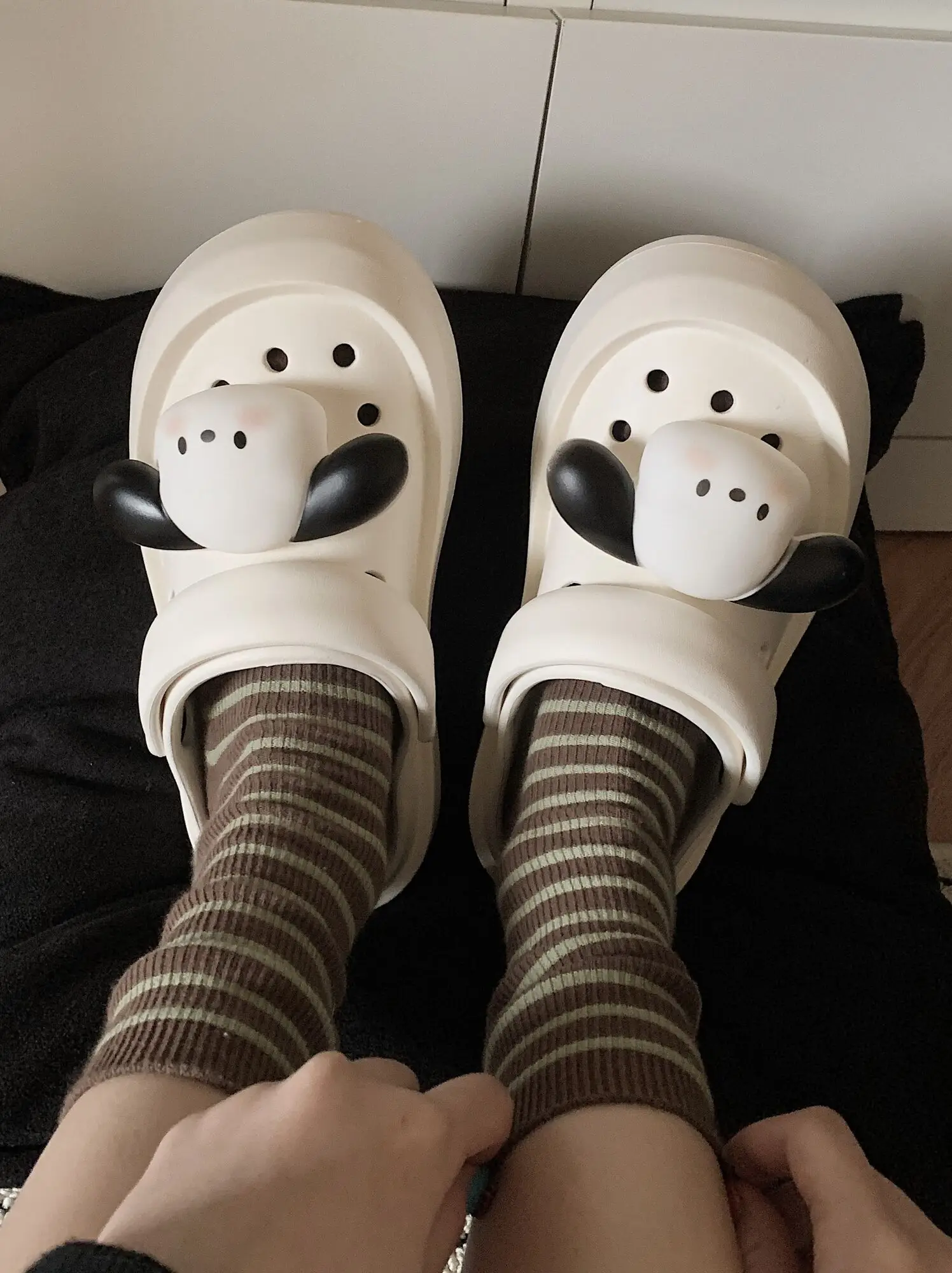 Summer Sandals Man Women Garden Shoes Cute Dog Parent-child Hole Shoes Summer Height Increase Anti Slip Wearing EVA Slippers