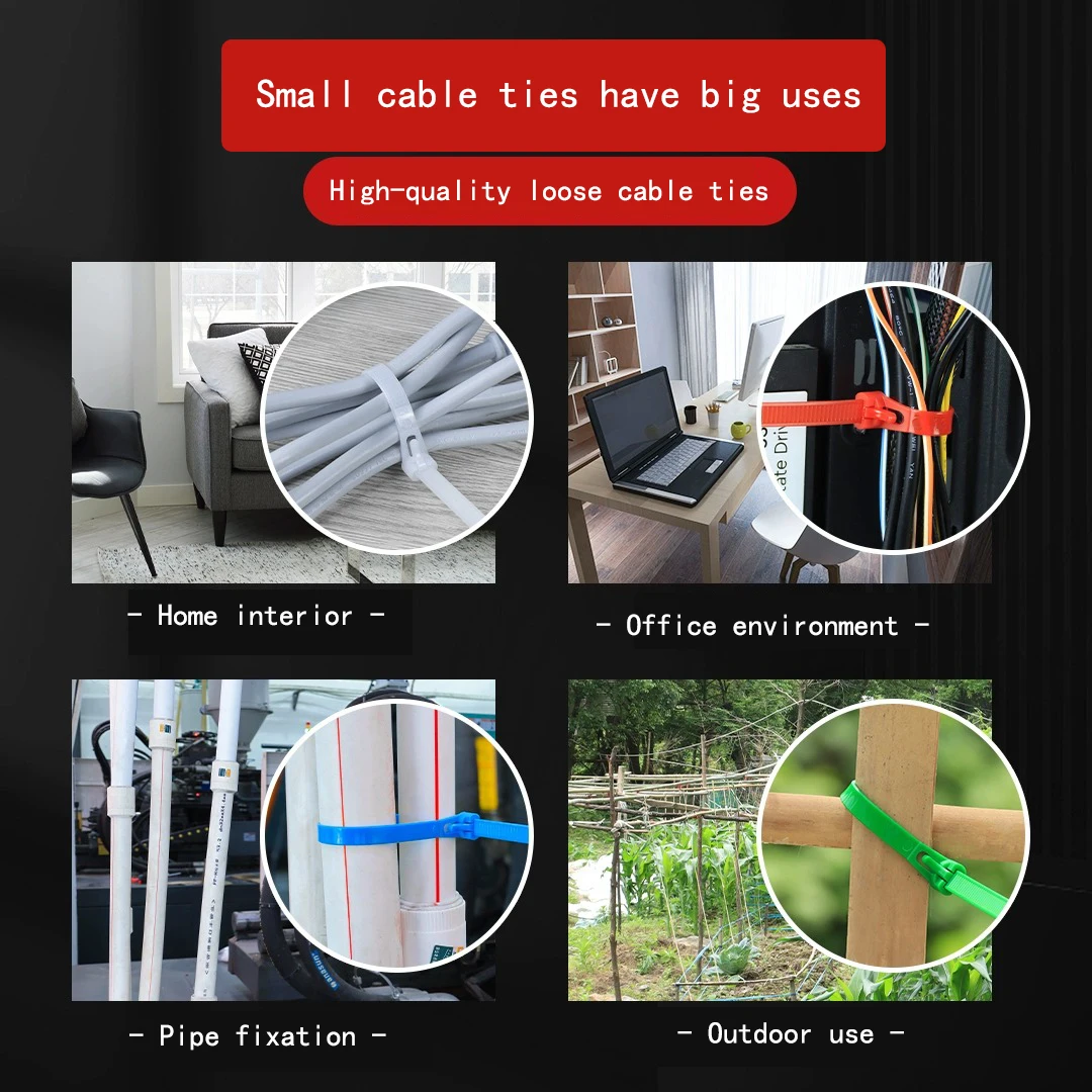 Reusable Plastic Cable Zip Ties with Slipknot Design - 50/100 Pack