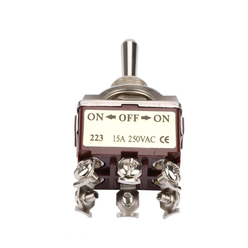 ON-Off-ON 3단계 순간 작동 토글 스위치 6핀 12mm 버튼 로커 스위치 브라운 헤비 듀티 스프링 장착 토글 자동차용