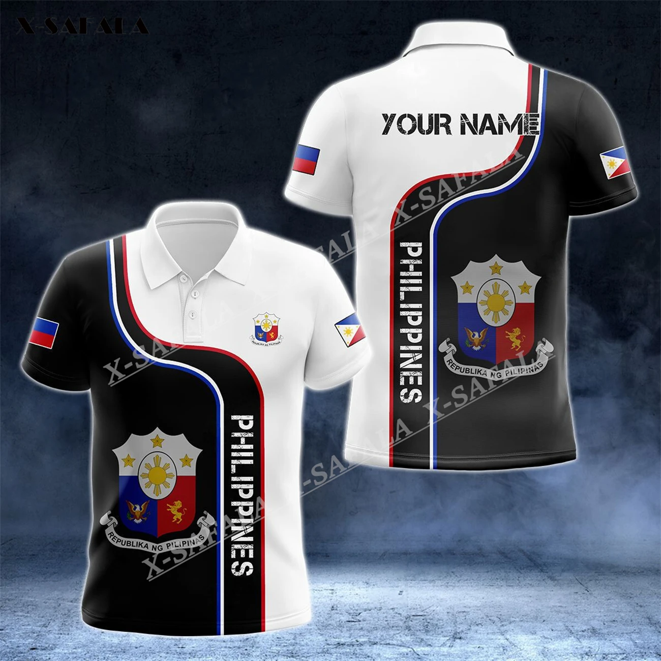 

PHILIPPINES Flag Tattoo Custom 3D Print Polo Shirts Men Slim Collar Short Sleeve StreetWear Casual Top New Summer Clothing