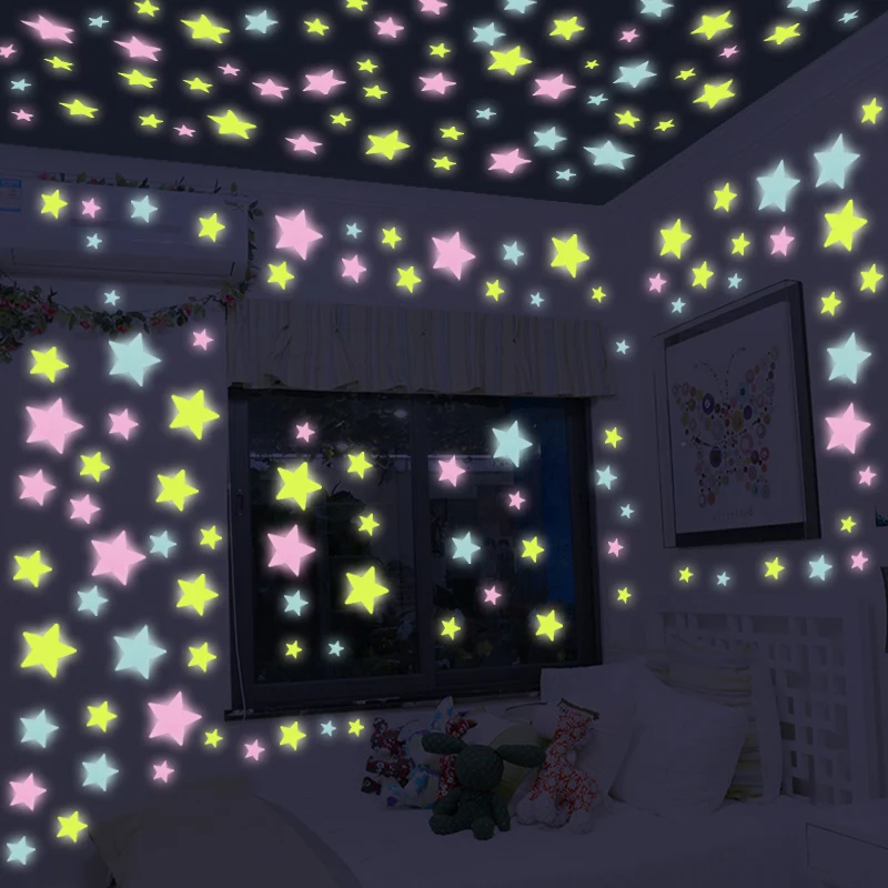 

Glow in the Dark Luminous Star Stickers DIY Fluorescent Painting Stickers for Kids Rooms Baby Bedroom Nursery Decoration