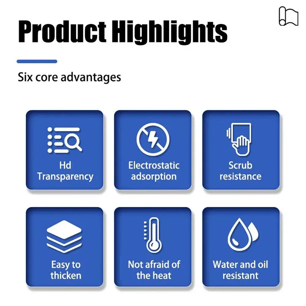 Description Picture 6 of itemOil Proof Wall Protector Film Electrostatic Adsorption Heat-resisting Waterproof Sticker Transparent Wallpaper Kitchen