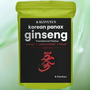 Set di 8 cerotti transdermici coreani Panax Ginseng rossi da 5000 mcg, suplemento in polvere di estratto di radice extra resistente, ad alto contenuto di ginsenosidi